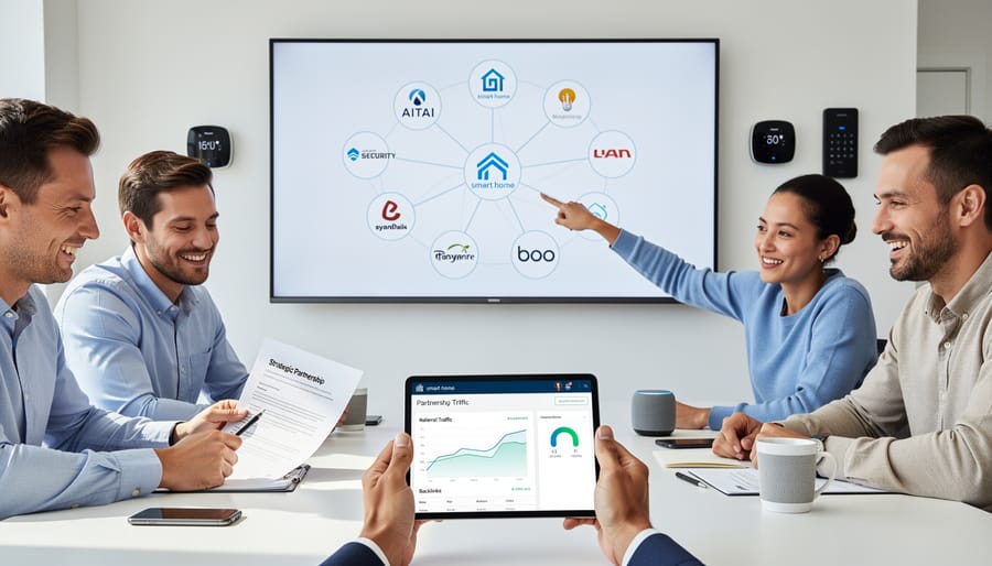 Business partnership handshake between smart home professional and homeowner